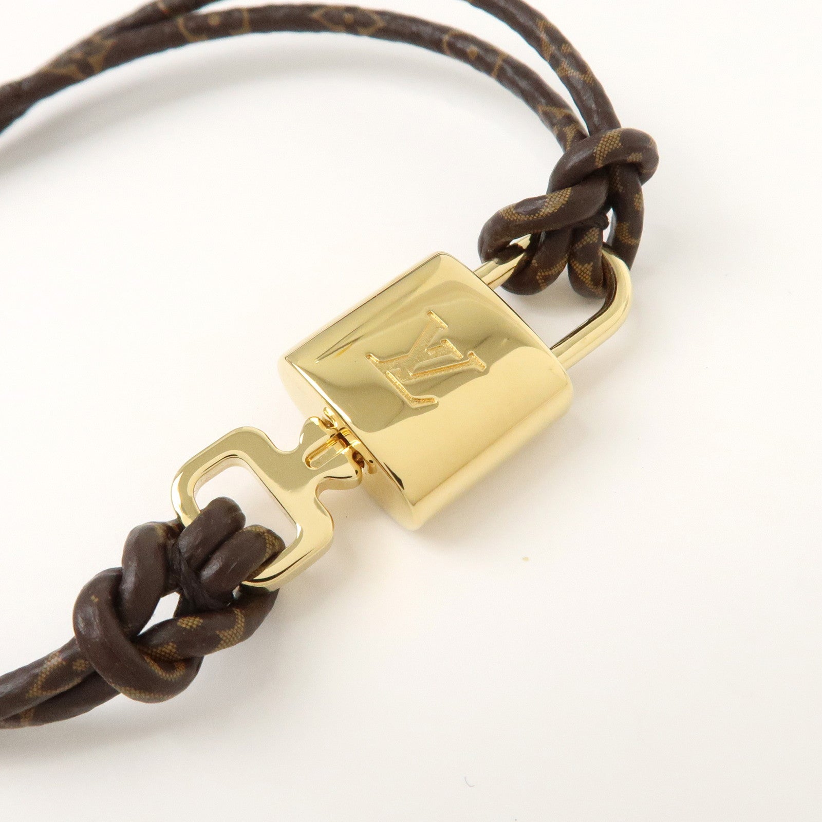 Louis Vuitton Monogram Bracelet Lock It Again Gold HDW M8015 Used