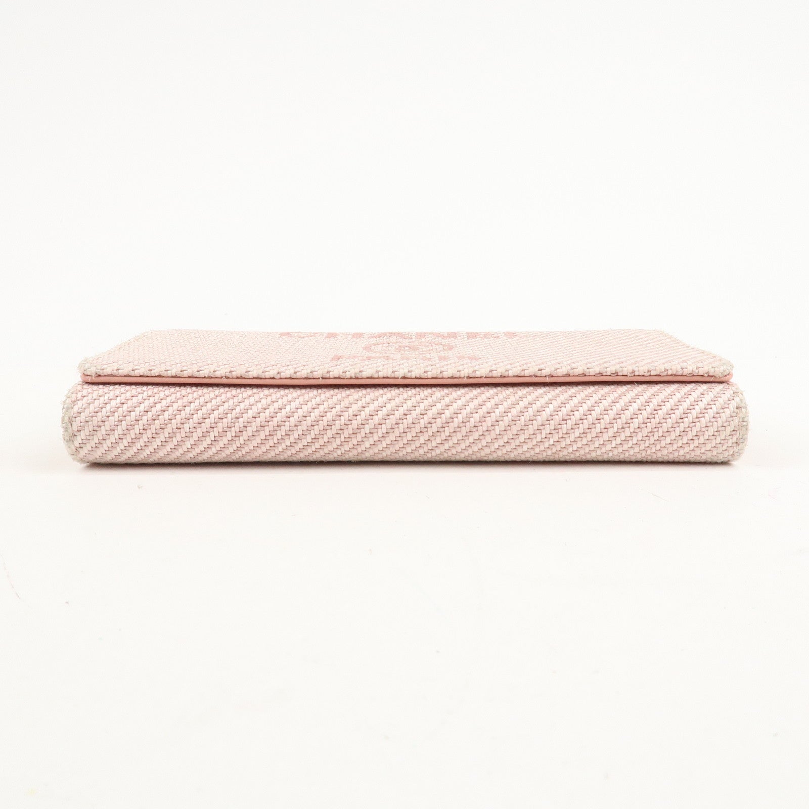 CHANEL Deauville Canvas Bi-fold Long Wallet Pink A80056