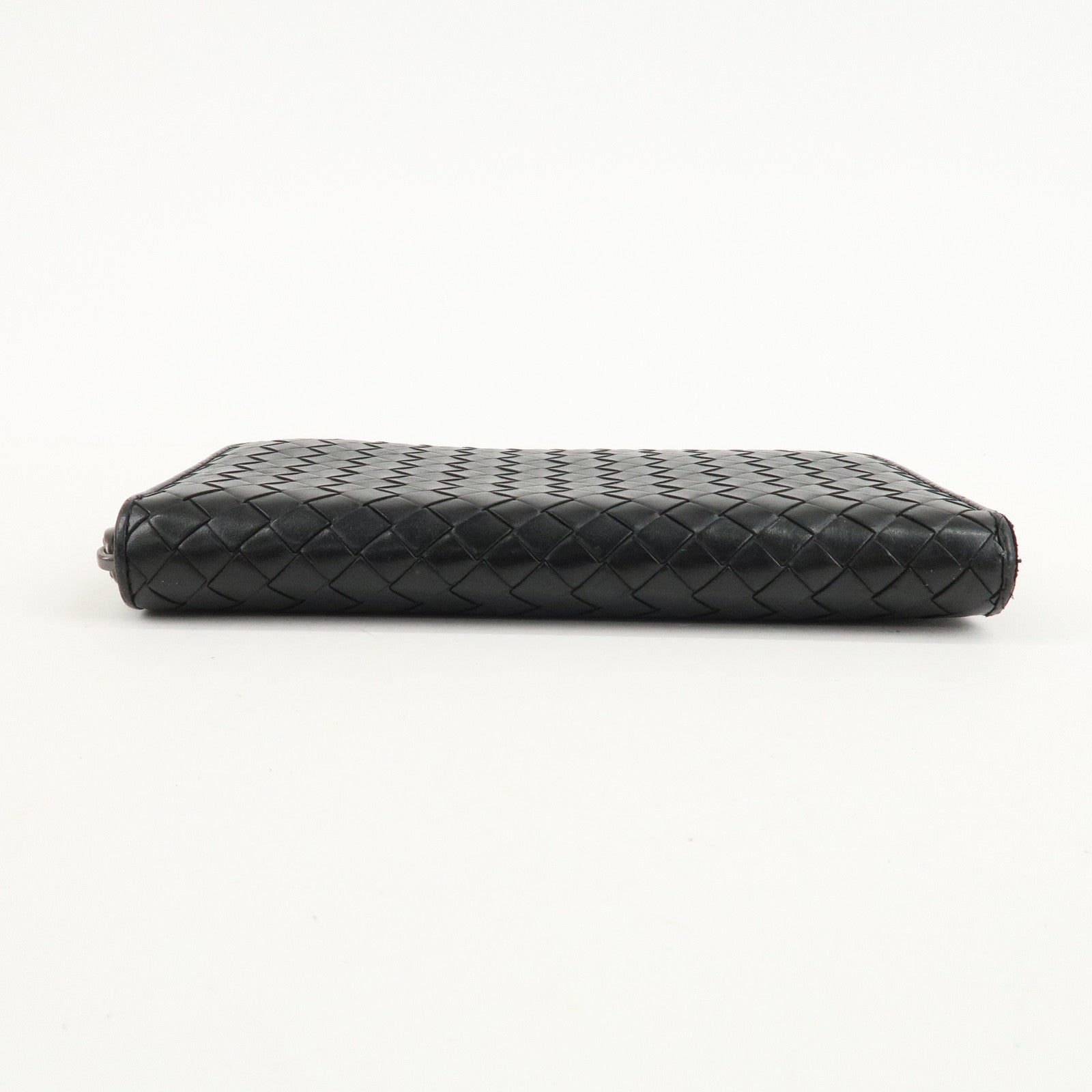 BOTTEGA VENETA Intrecciato Leather Zippy Around Long Wallet Black