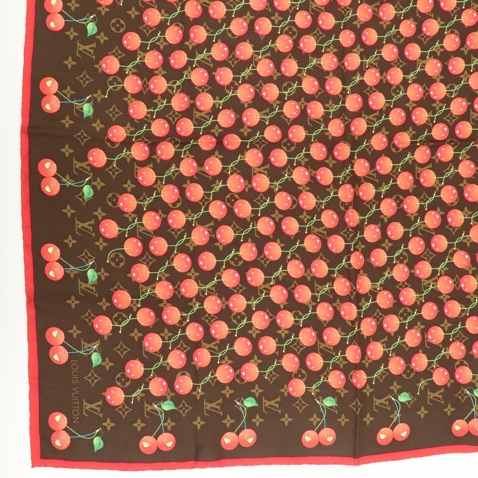 Louis Vuitton Monogram Cherry Silk 100% Scarf M71962