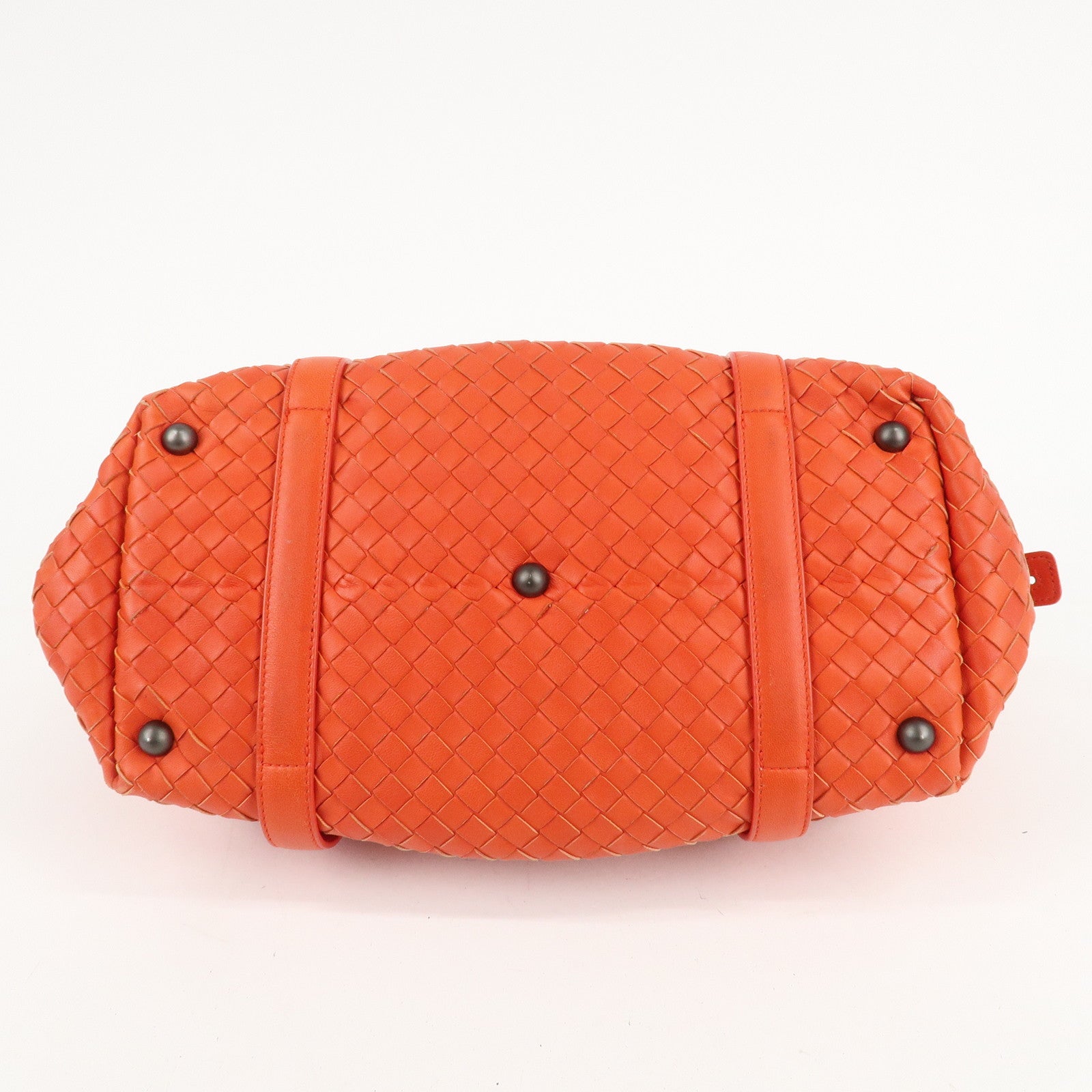 BOTTEGA VENETA Intrecciato Leather Boston Montaigne Bag Orange