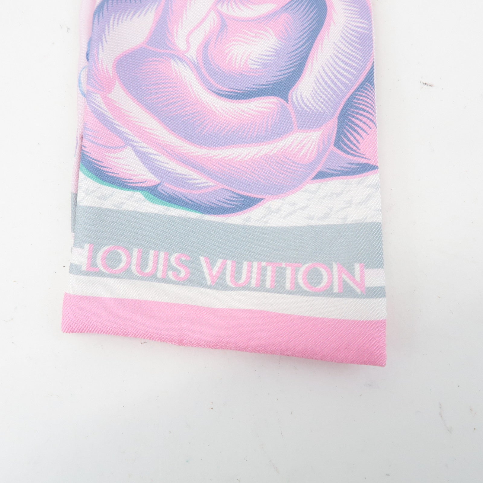 Louis Vuitton Bandeau Malfleur Scarf M76969 Pink Blue Used