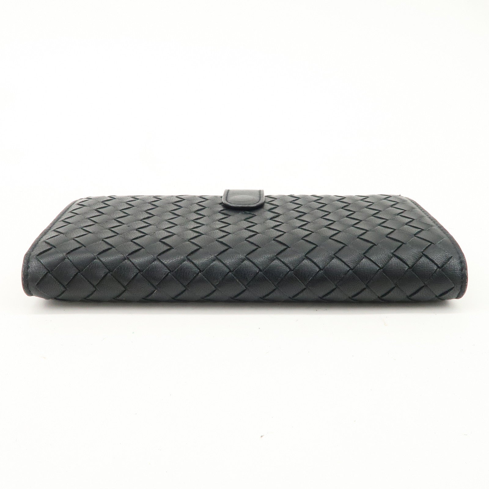 BOTTEGA VENETA Intrecciato Leather W Hook Long Wallet Black