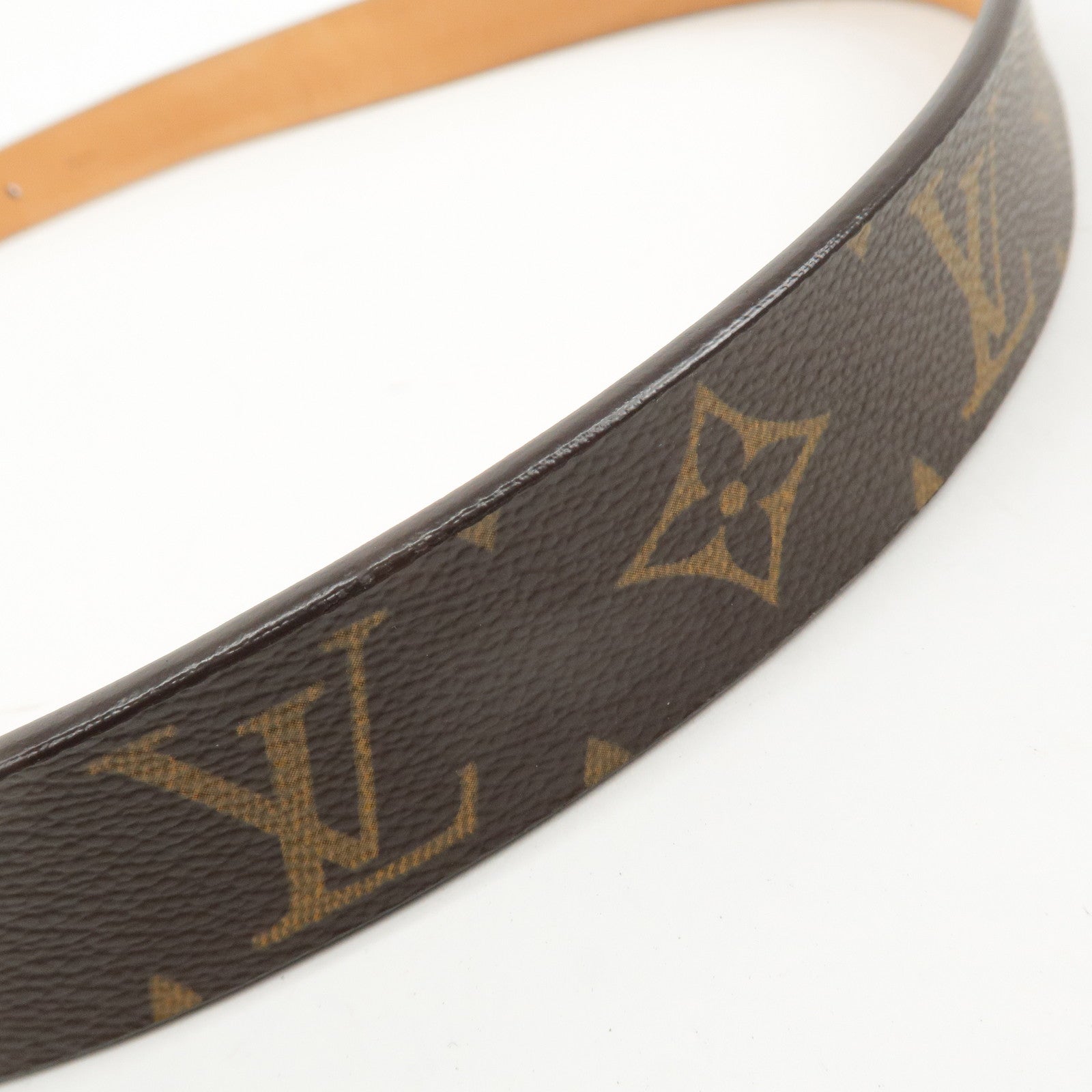 Louis Vuitton Monogram Saint Tulle Belt 90/36 Brown M6801 Used