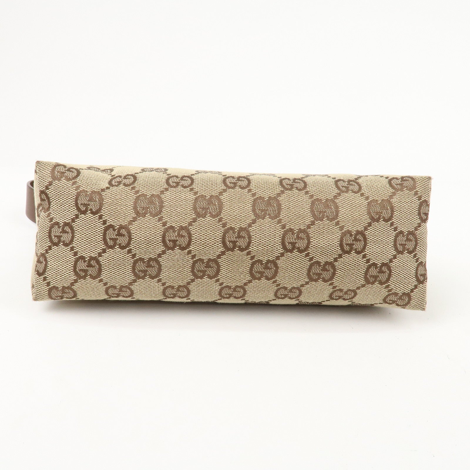 GUCCI GG Canvas Leather Small Hand Bag Pouch Beige Brown 103399 Used