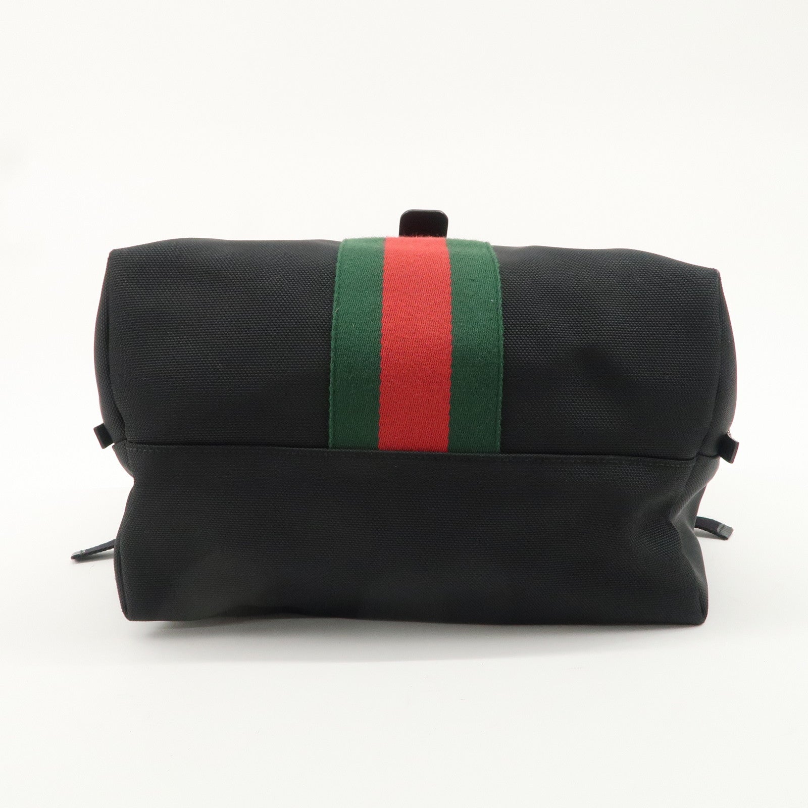 GUCCI Sherry Canvas Leather Ruck Sack Back Pack Black 337075