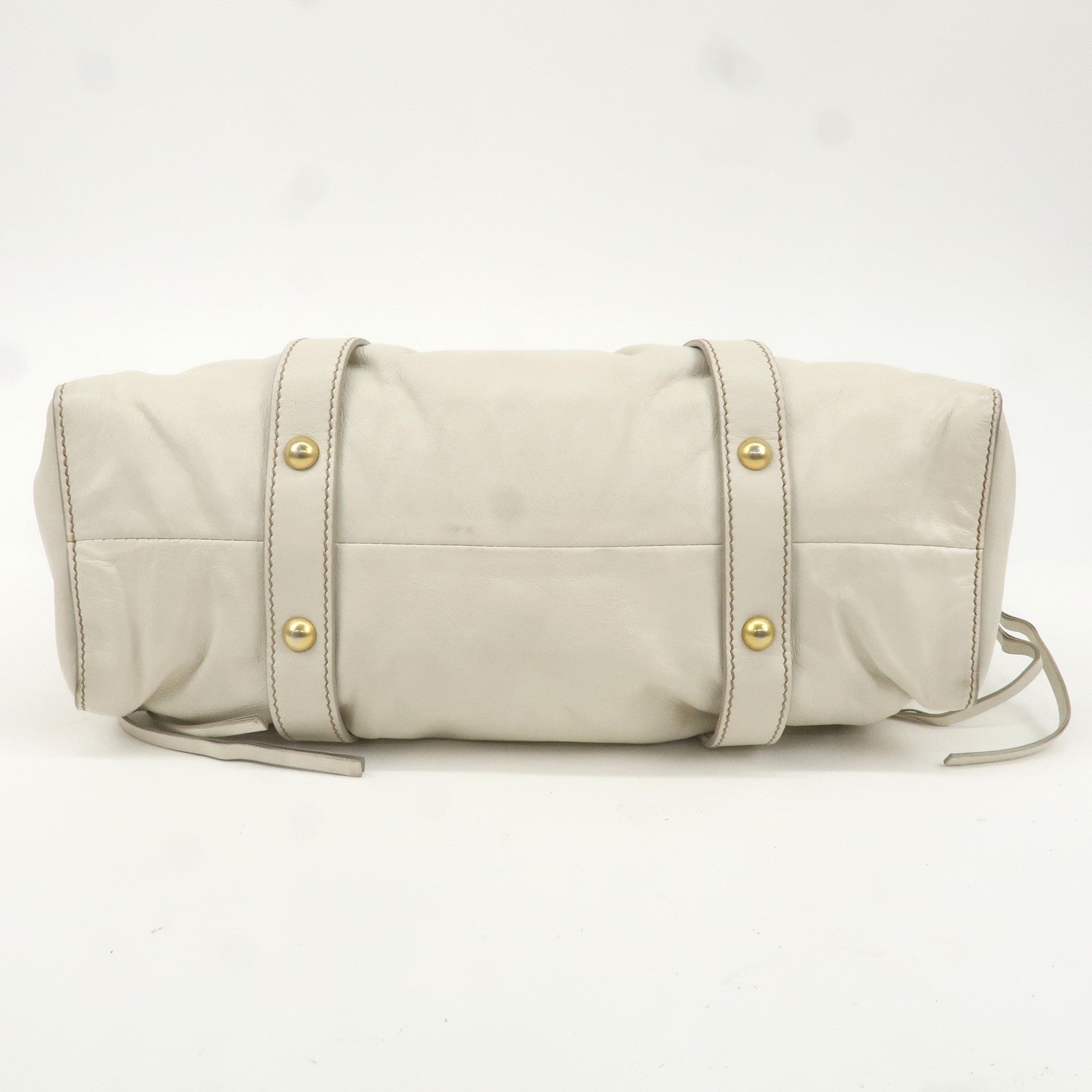 MIU MIU Leather 2WAY Bag Hand Bag White