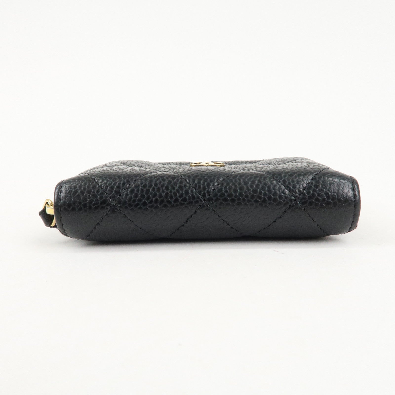 CHANEL Matelasse Caviar Skin Zipper Around Coin Case Black AP0216