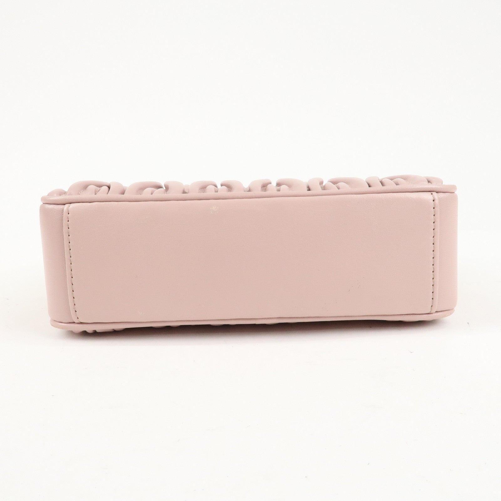 MIU MIU Matelasse Leather Chain Shoulder Bag Pink Beige