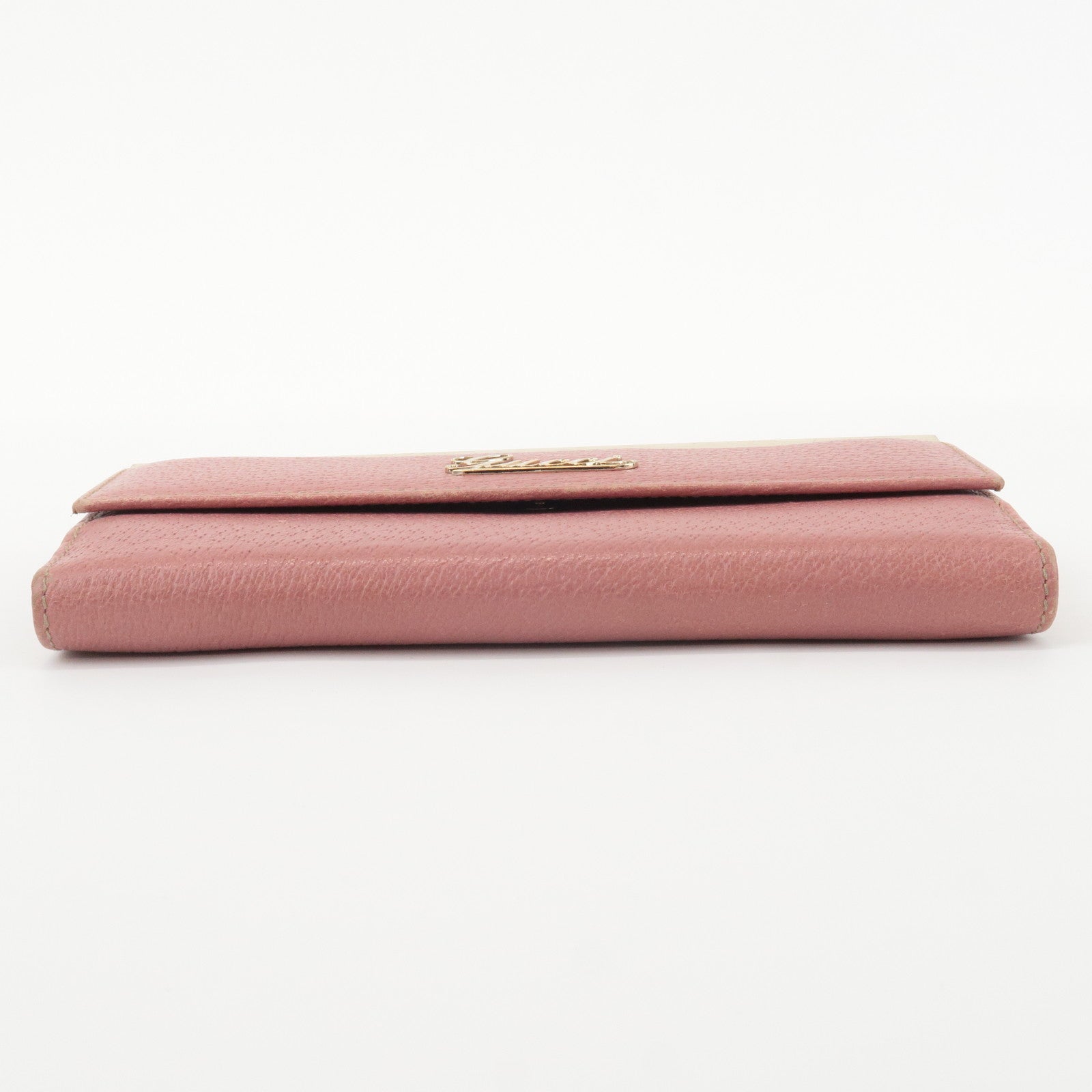 GUCCI Leather Bi-fold Long Wallet Pink 170370 Used