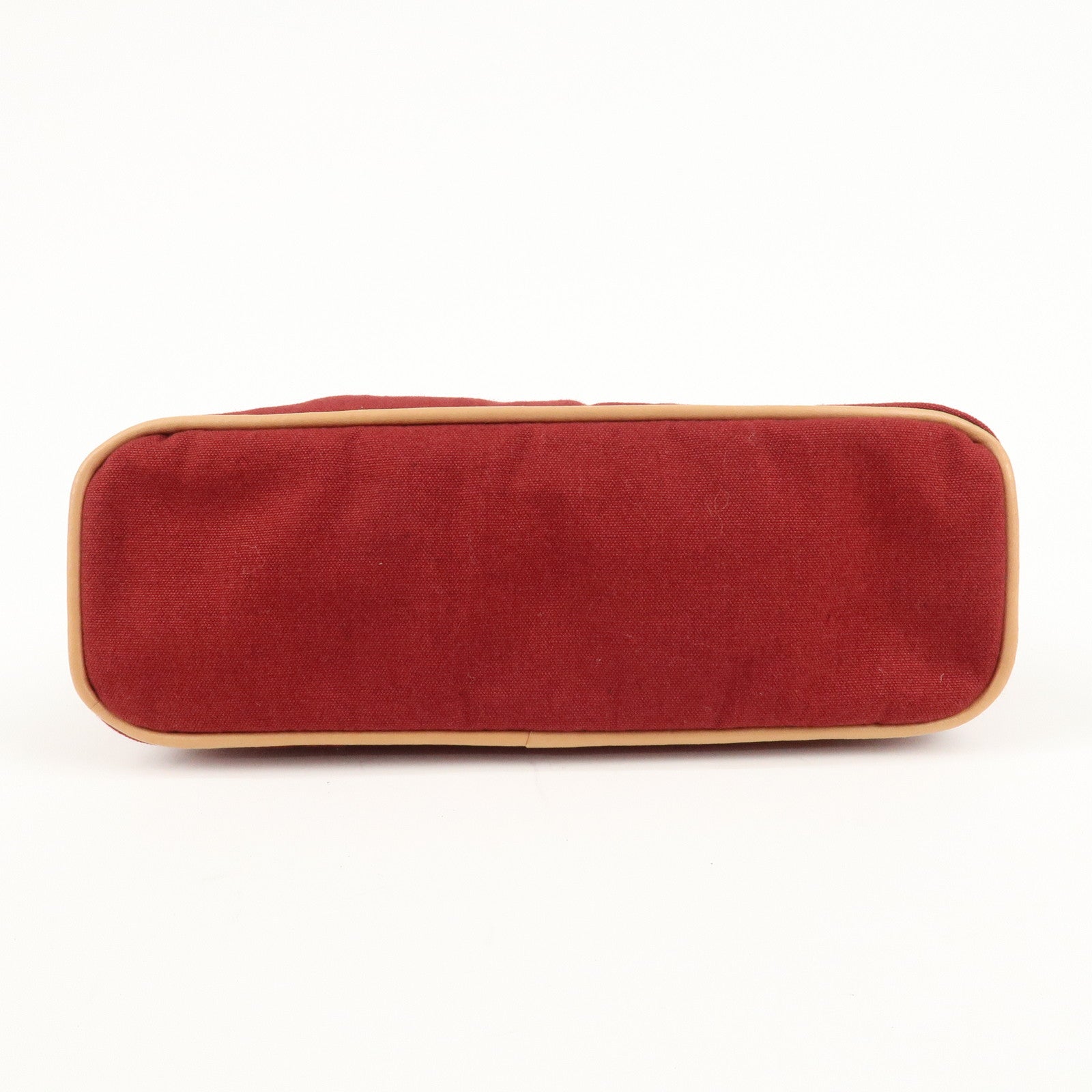 HERMES Canvas Leather Bolide Pouch MM Cosmetic Pouch Bordeaux Used