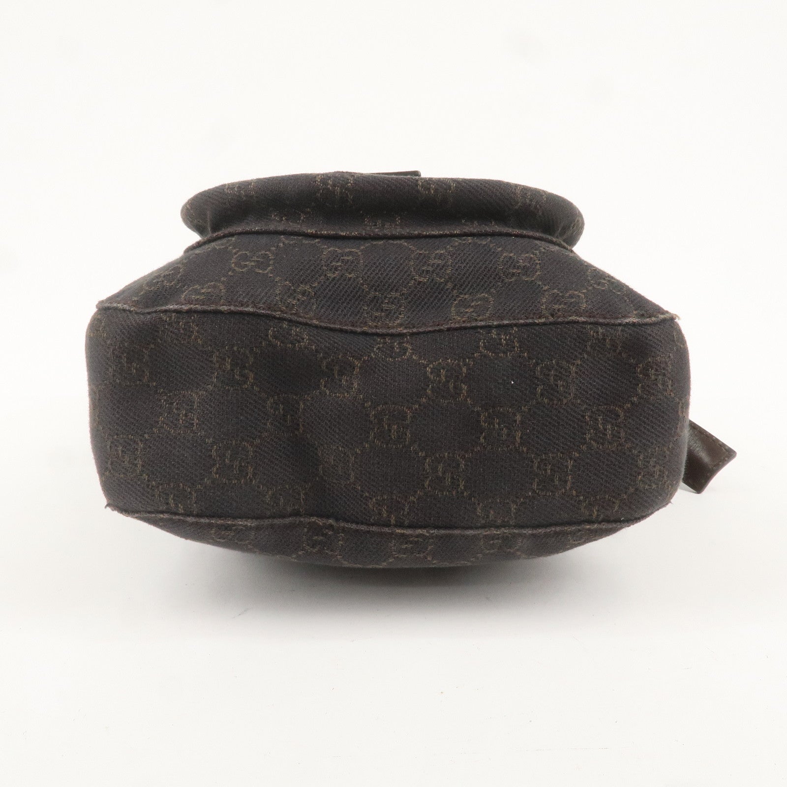 GUCCI GG Canvas Leather Shoulder Bag Dark Brown 101654