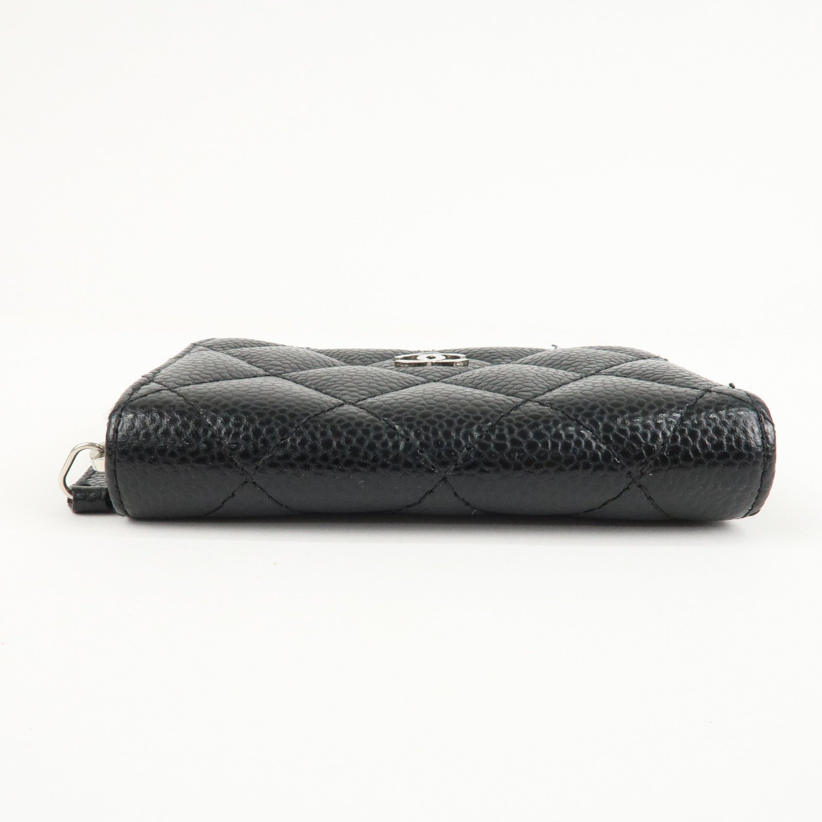 CHANEL Matelasse Caviar Skin Around Zipper Coin Case Black AP0216