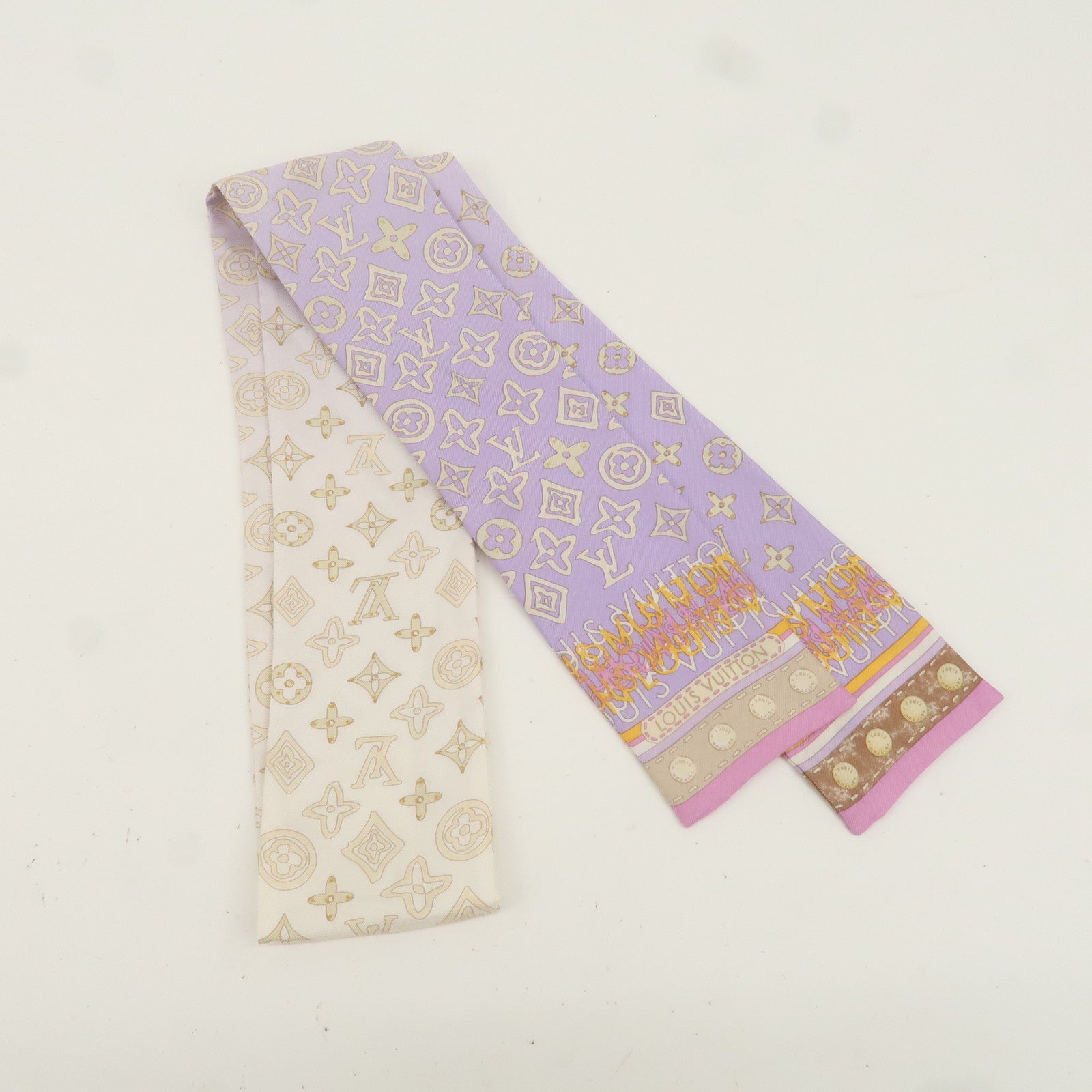 Louis Vuitton Bandeau Gradient Silk 100% Scarf Purple White