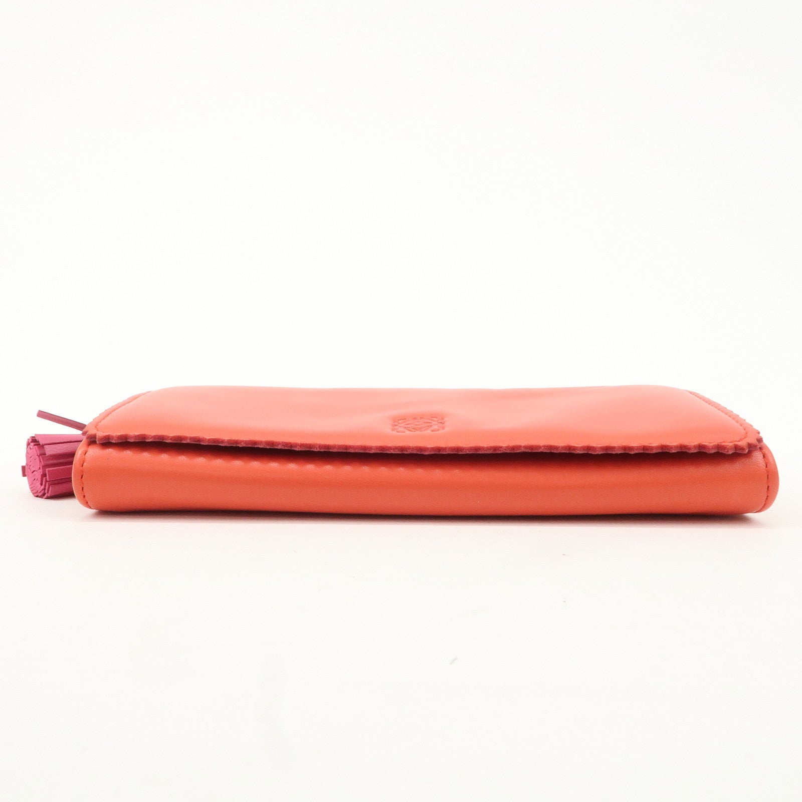 LOEWE Anagram Leather Bi-fold Pinking Long Wallet Red