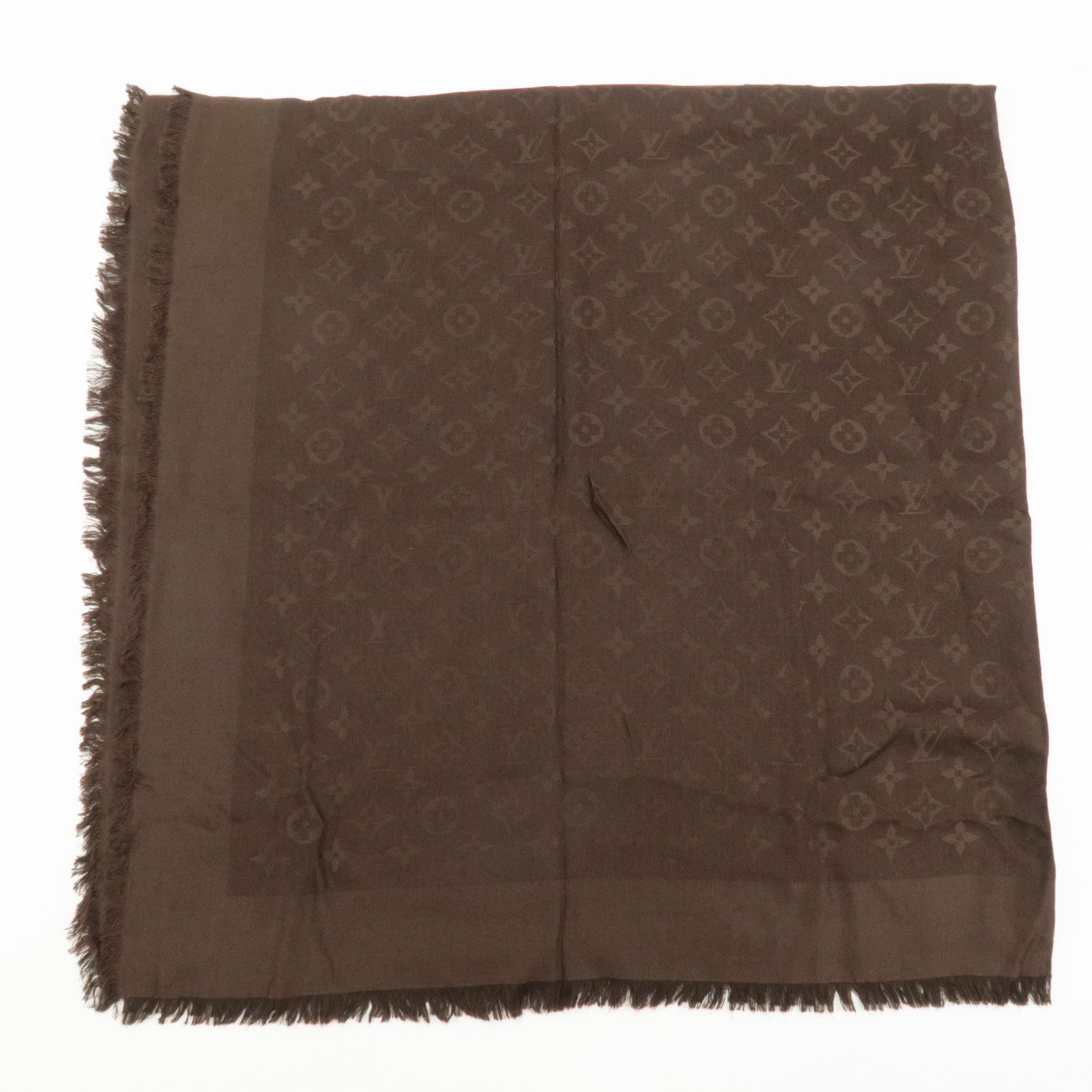 Louis Vuitton Monogram Silk Wool Stole Brown 402336 Used