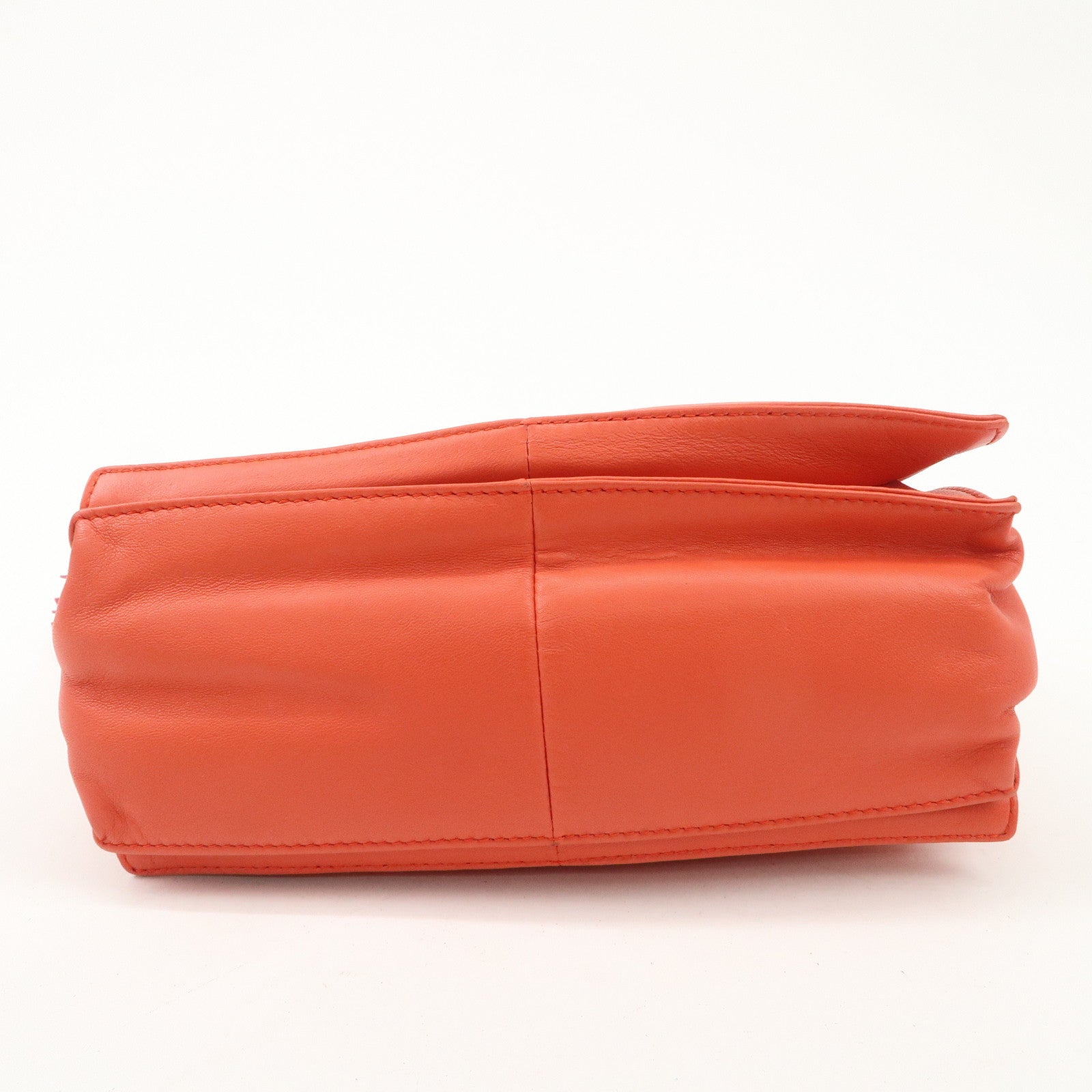 LOEWE Anagram Leather Framenco Shoulder Bag Orange Pink Used