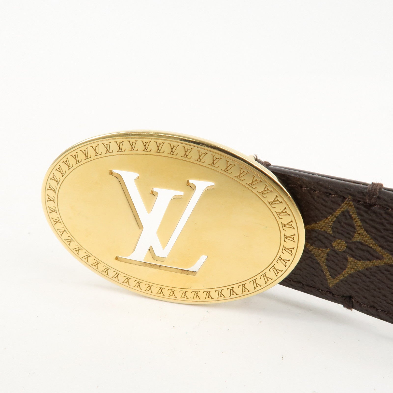 Louis Vuitton Monogram Saint Tulle Oval Belt 80/32 M9842 Used