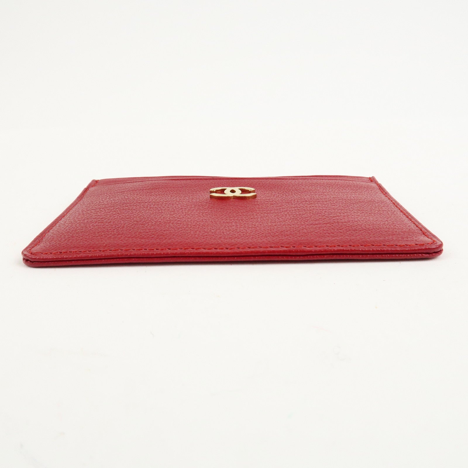 CHANEL Leather Card Case Red 7073714 Used