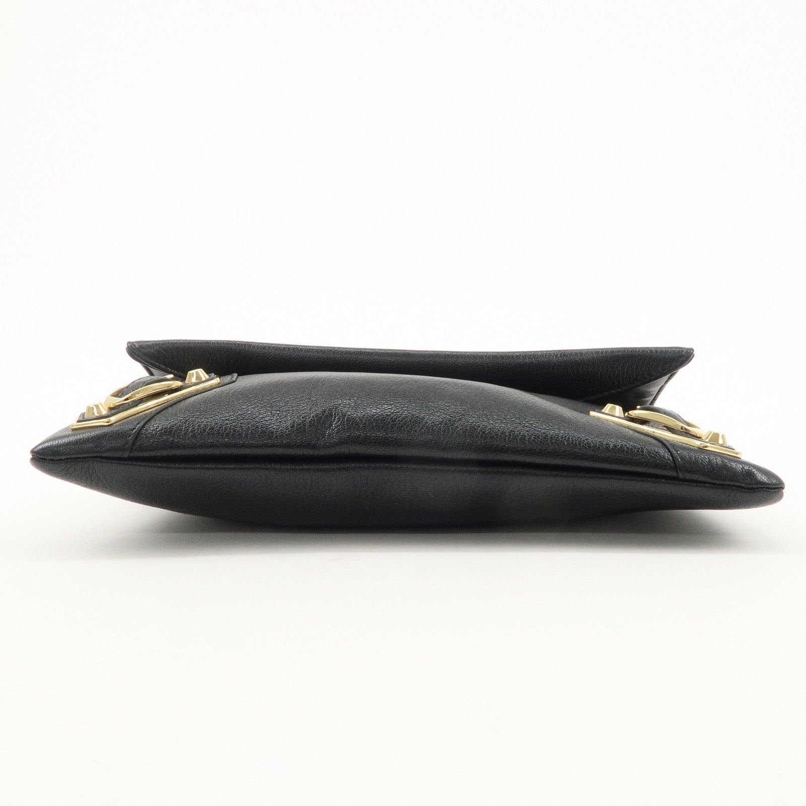 BALENCIAGA Leather Classic Envelope Clutch Bag Black 390167