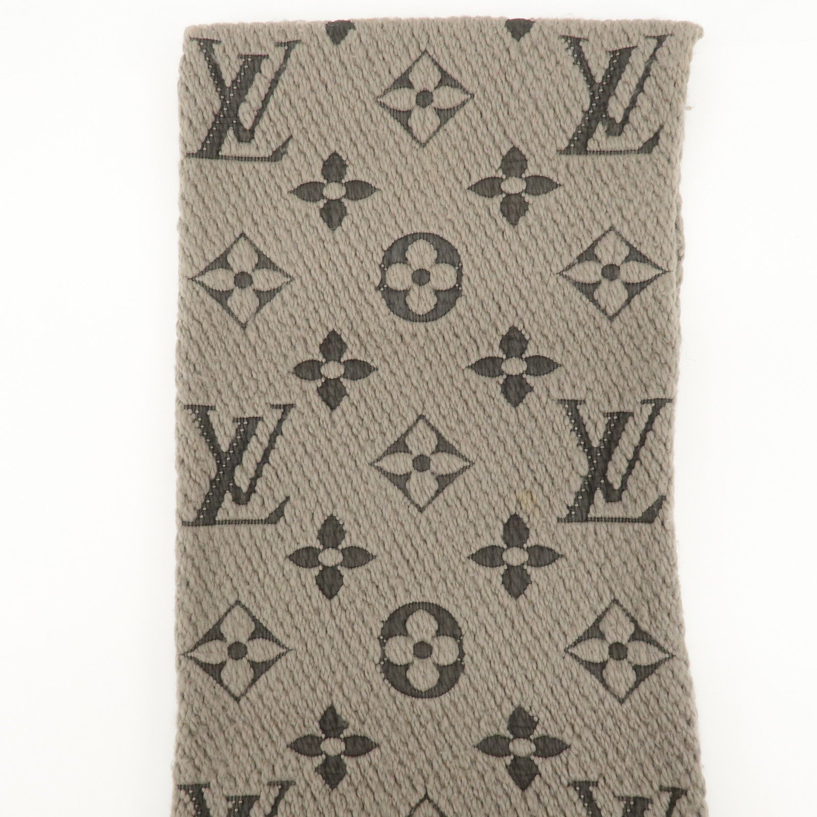 Louis Vuitton Escharpe Logo Mania Cashmere Scarf Gray 413287 Used