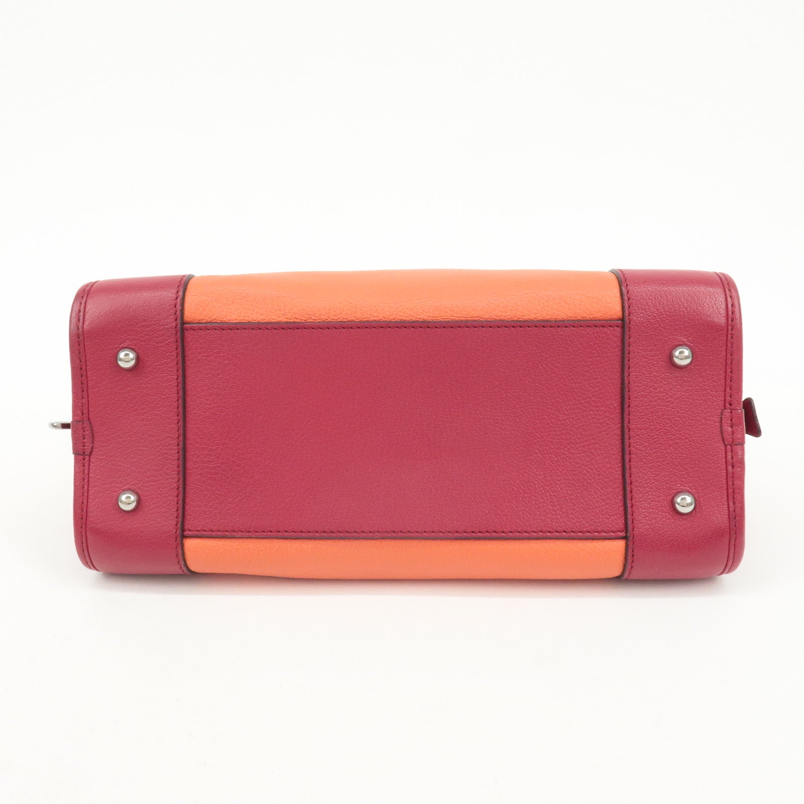 LOEWE Anagram Leather Amazona 28 Hand Bag Orange Red Pink Used