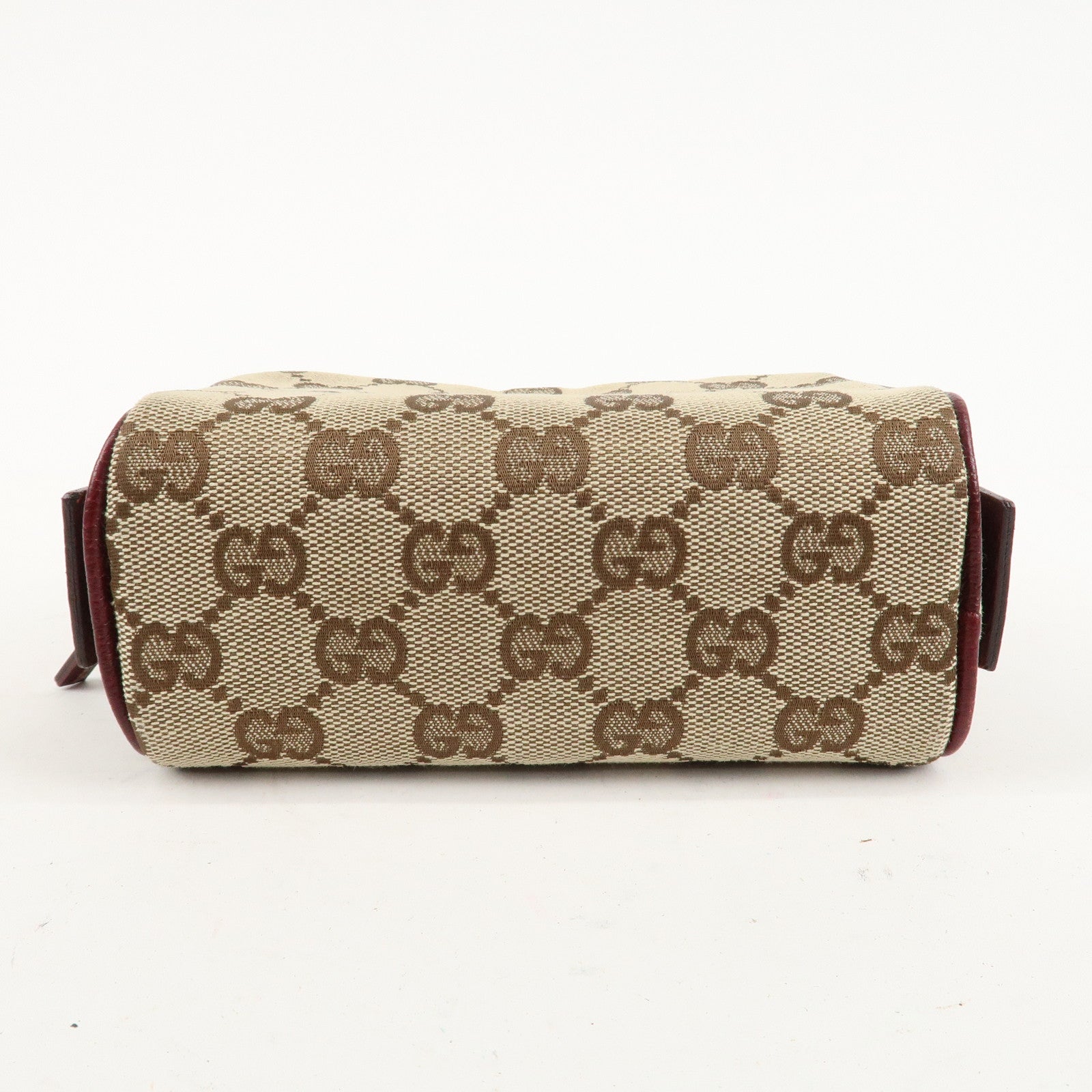 GUCCI GG Canvas Cosmetic Pouch Beige Bordeaux 120978