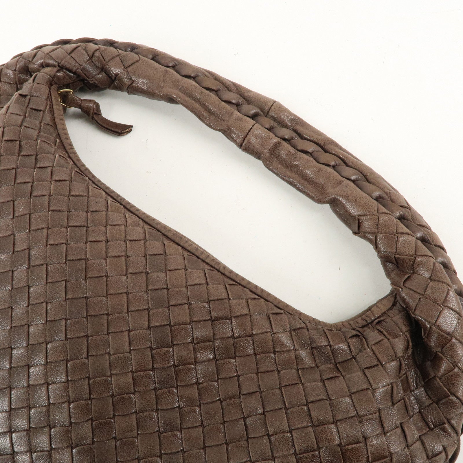 BOTTEGA VENETA Hobo Intrecciato Leather Shoulder Bag Brown 115653