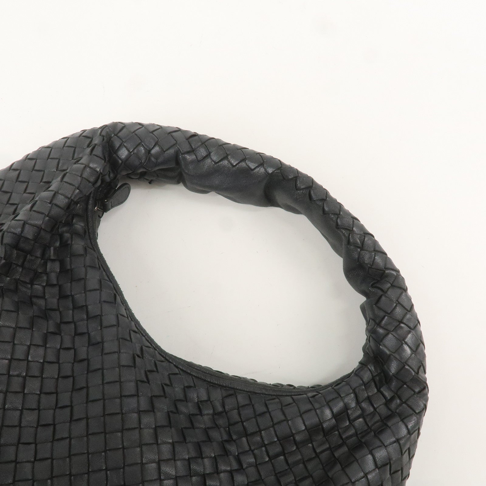 BOTTEGA VENETA Intrecciato Leather Shoulder Bag  Black