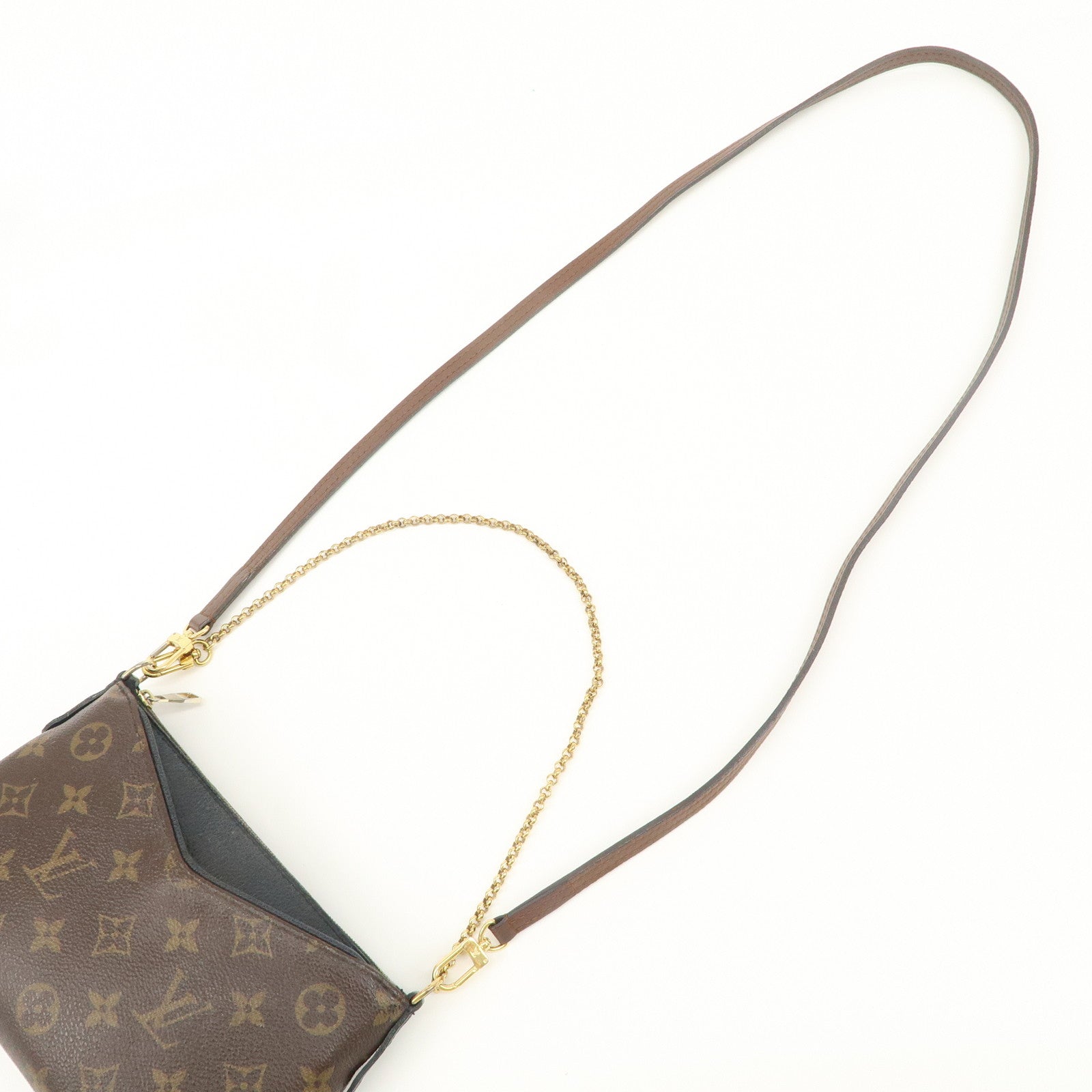 Louis Vuitton Monogram Pallas Clutch 2Way Shoulder Bag Noir M41639