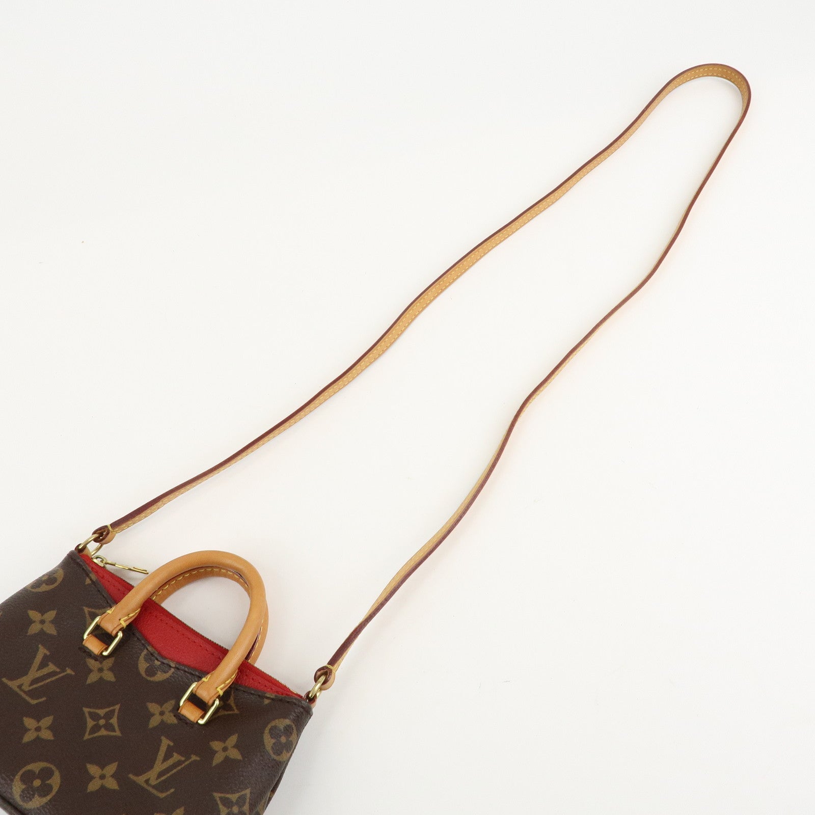 Louis Vuitton Nano Pallas Shoulder Bag Brown Cerise M61254 Used