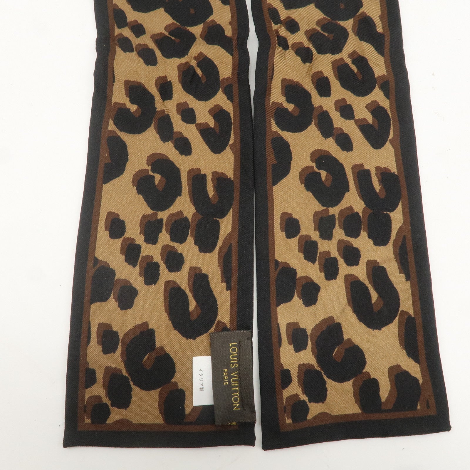 Louis Vuitton Bandeau Leopard 100% Silk Scarf Black M72394