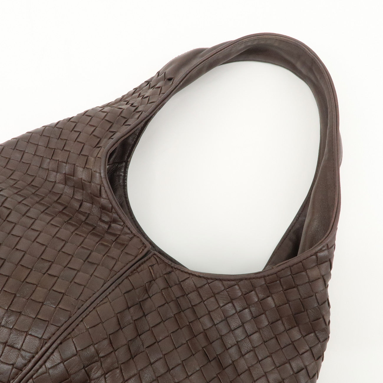 BOTTEGA VENETA Intrecciato Leather Shoulder Bag Dark Brown