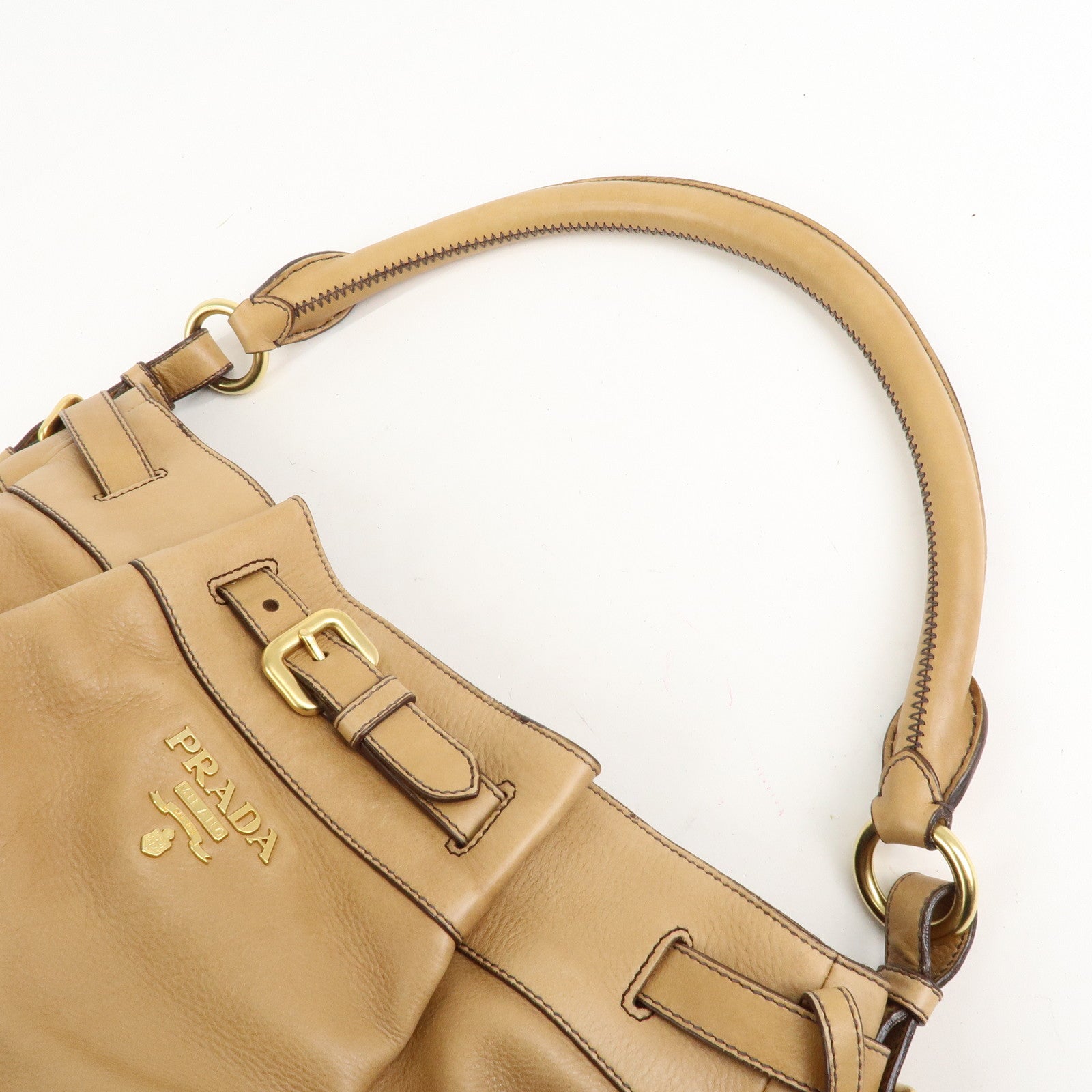 PRADA Leather One Shoulder Bag Brown