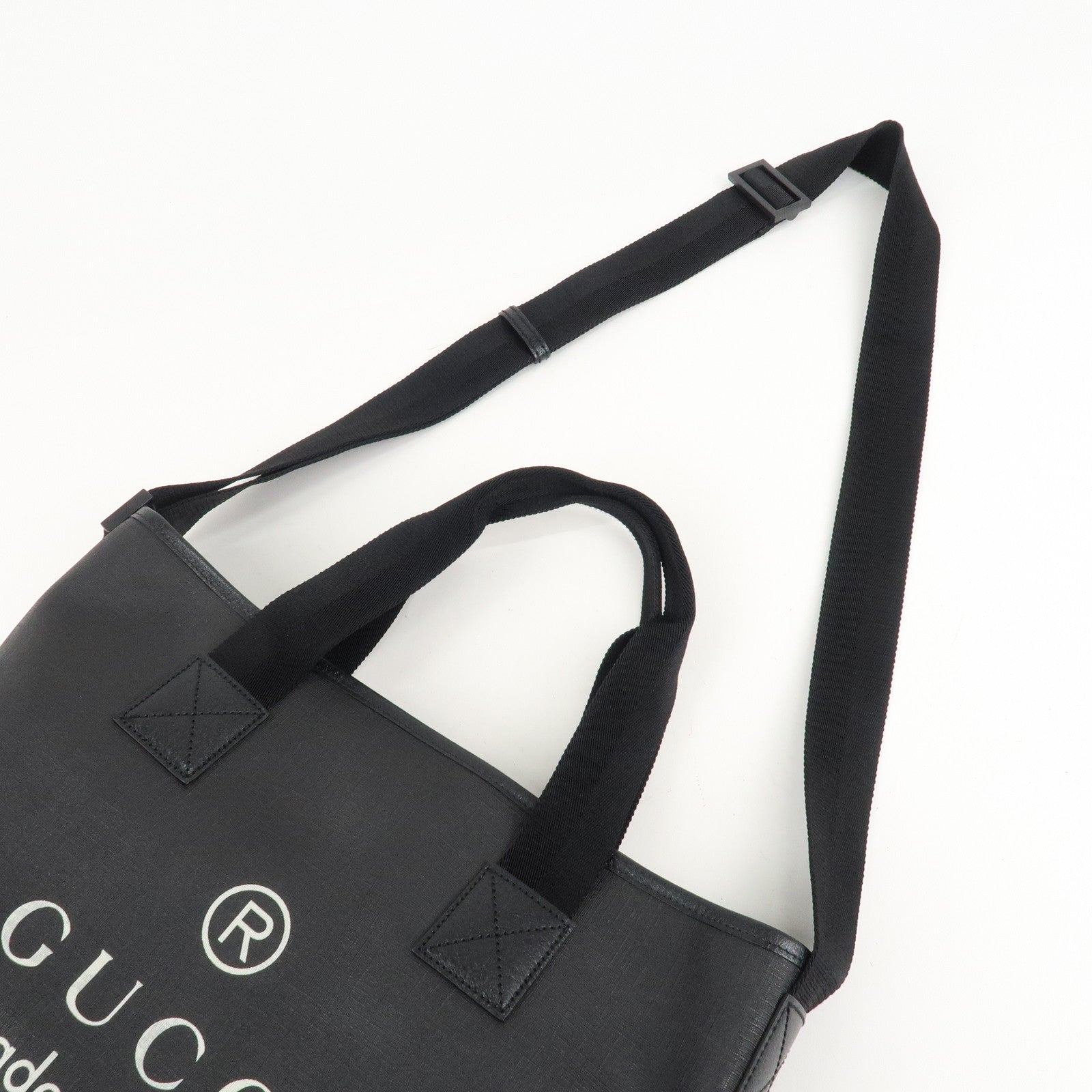 GUCCI PVC 2WAY Bag Tote Bag Shoulder Bag Black 231859 Used