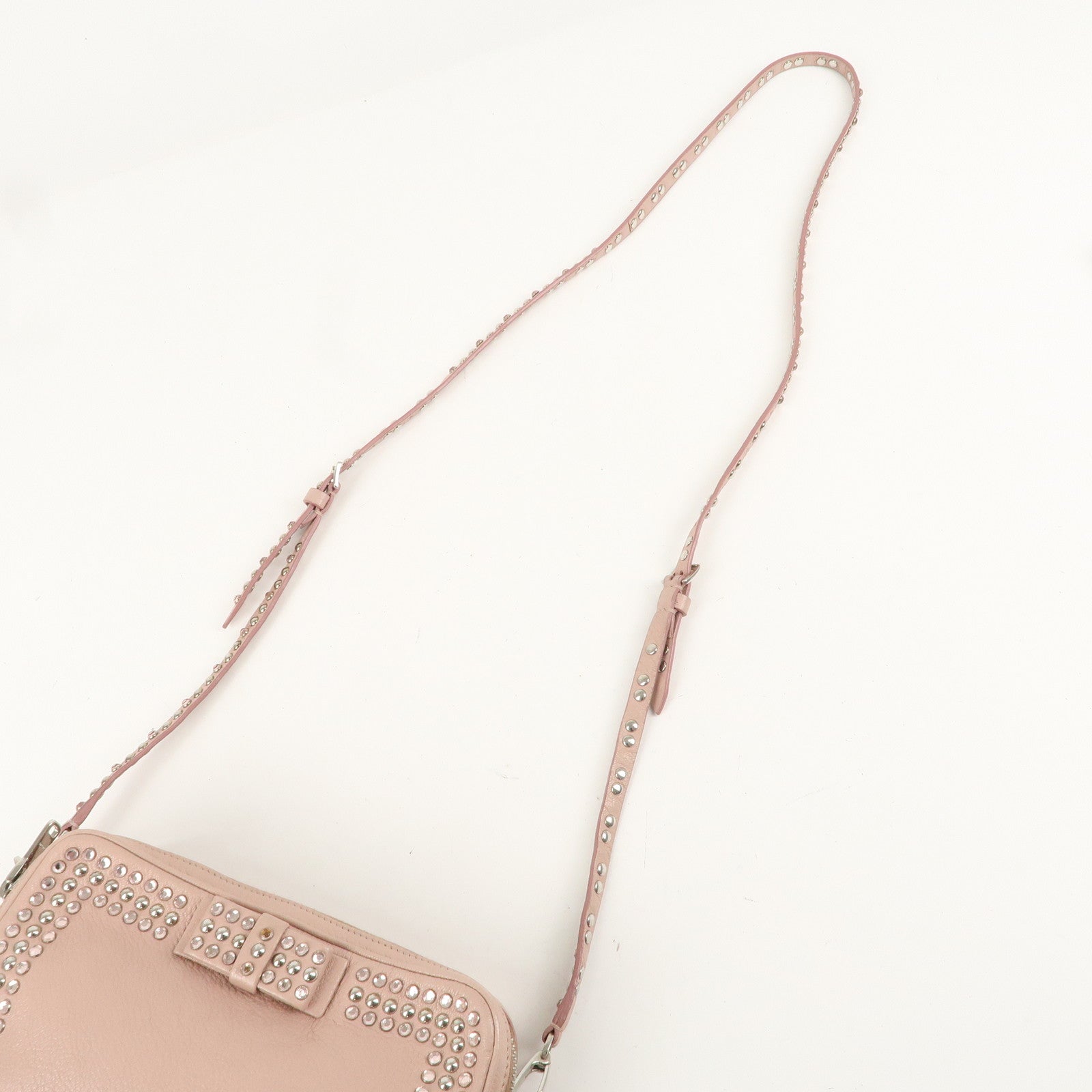 MIU MIU Leather Bijoux Shoulder Bag Crossbody Bag Pink