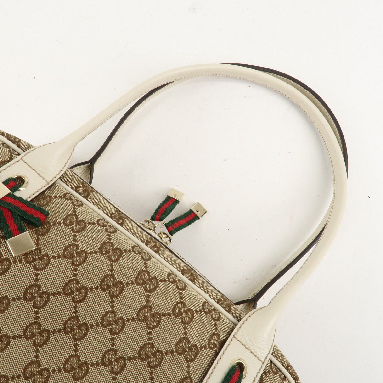 GUCCI Princy Sherry GG Canvas Leather Mini Boston Bag Beige 161720