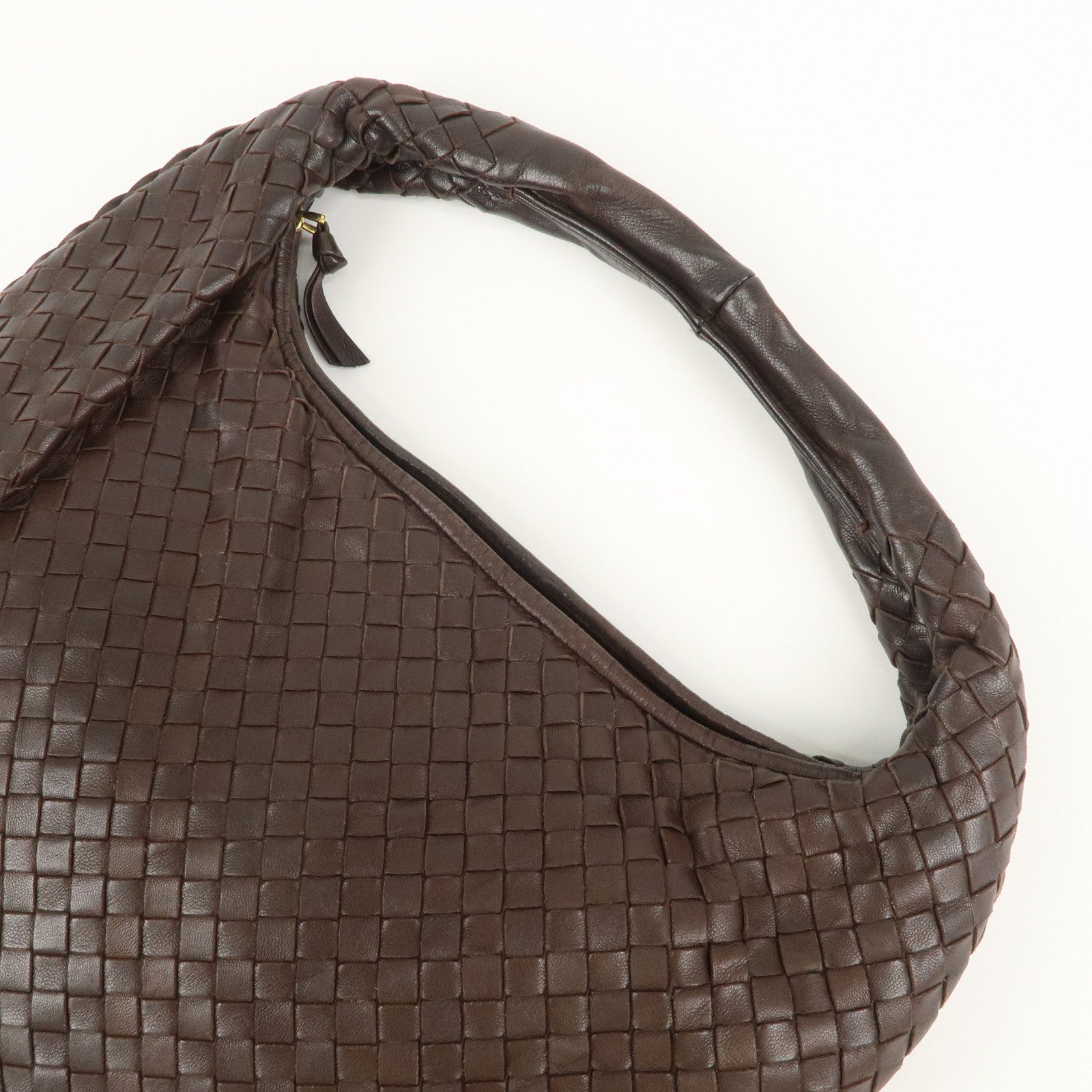 BOTTEGA VENETA Hobo Intrecciato Leather Shoulder Bag Brown 115653