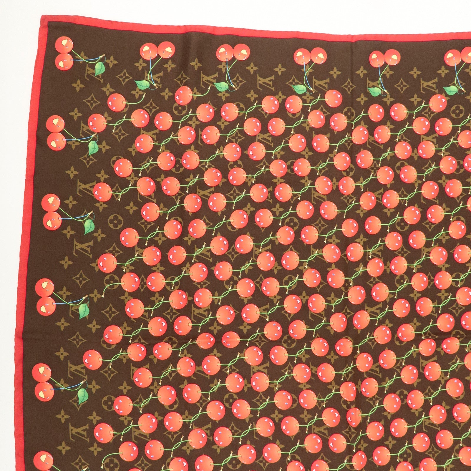 Louis Vuitton Monogram Cherry Silk 100% Scarf M71962