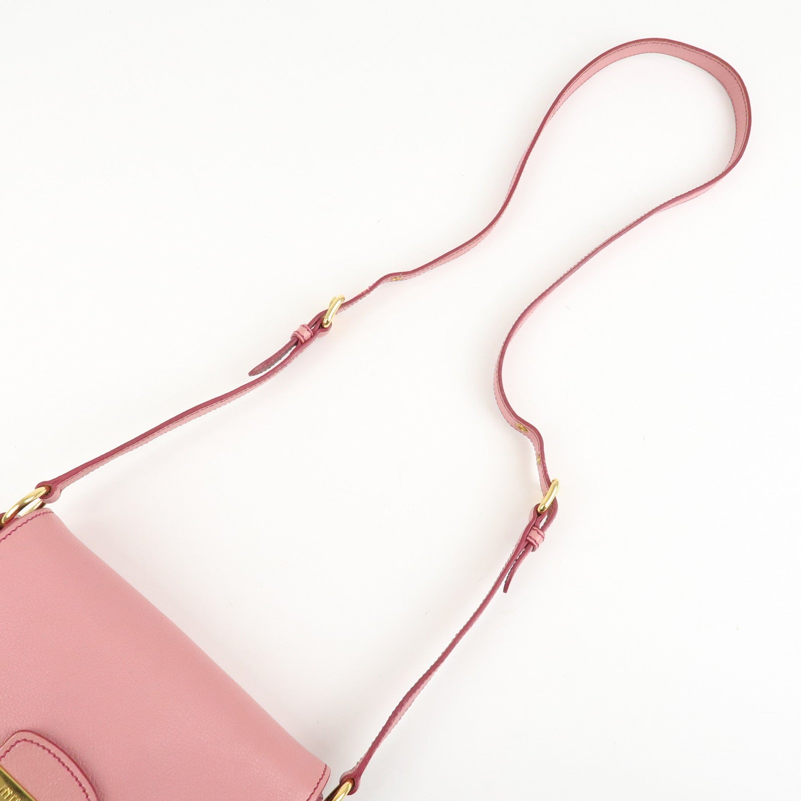 MIU MIU Madras Leather Bicore bicolor Shoulder Bag Pink Used