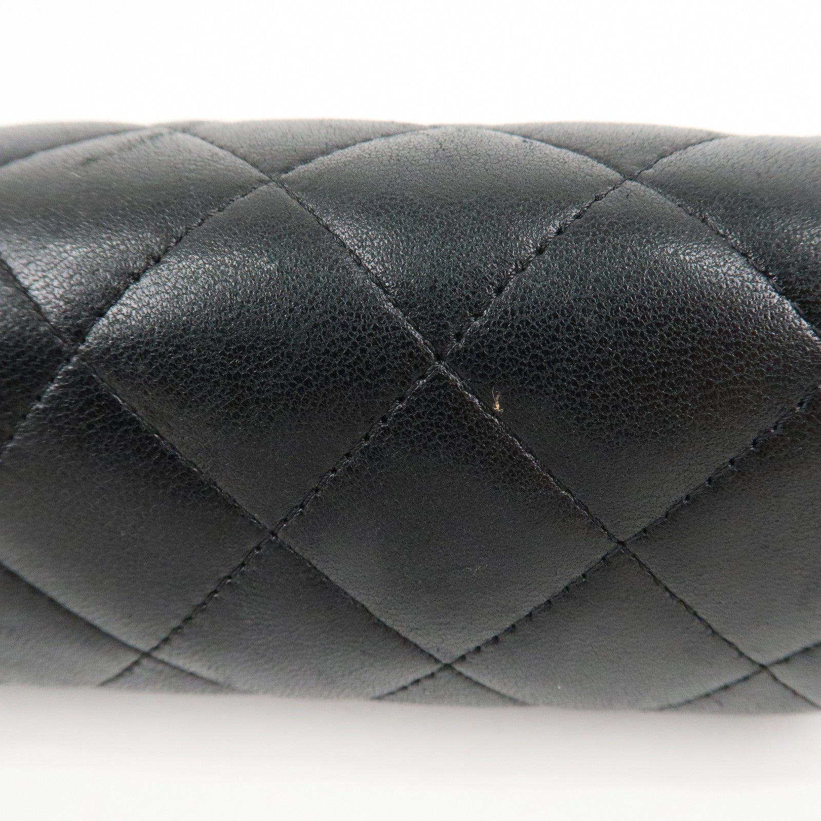 CHANEL Matelasse Lamb Skin Pouch Cosmetic Pouch Black Used