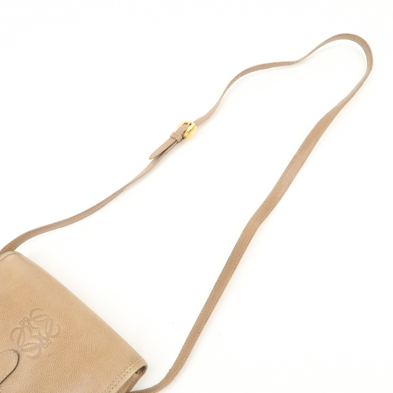 LOEWE Anaglam Leather Shoulder Bag Crossbody Bag Light Brown Used