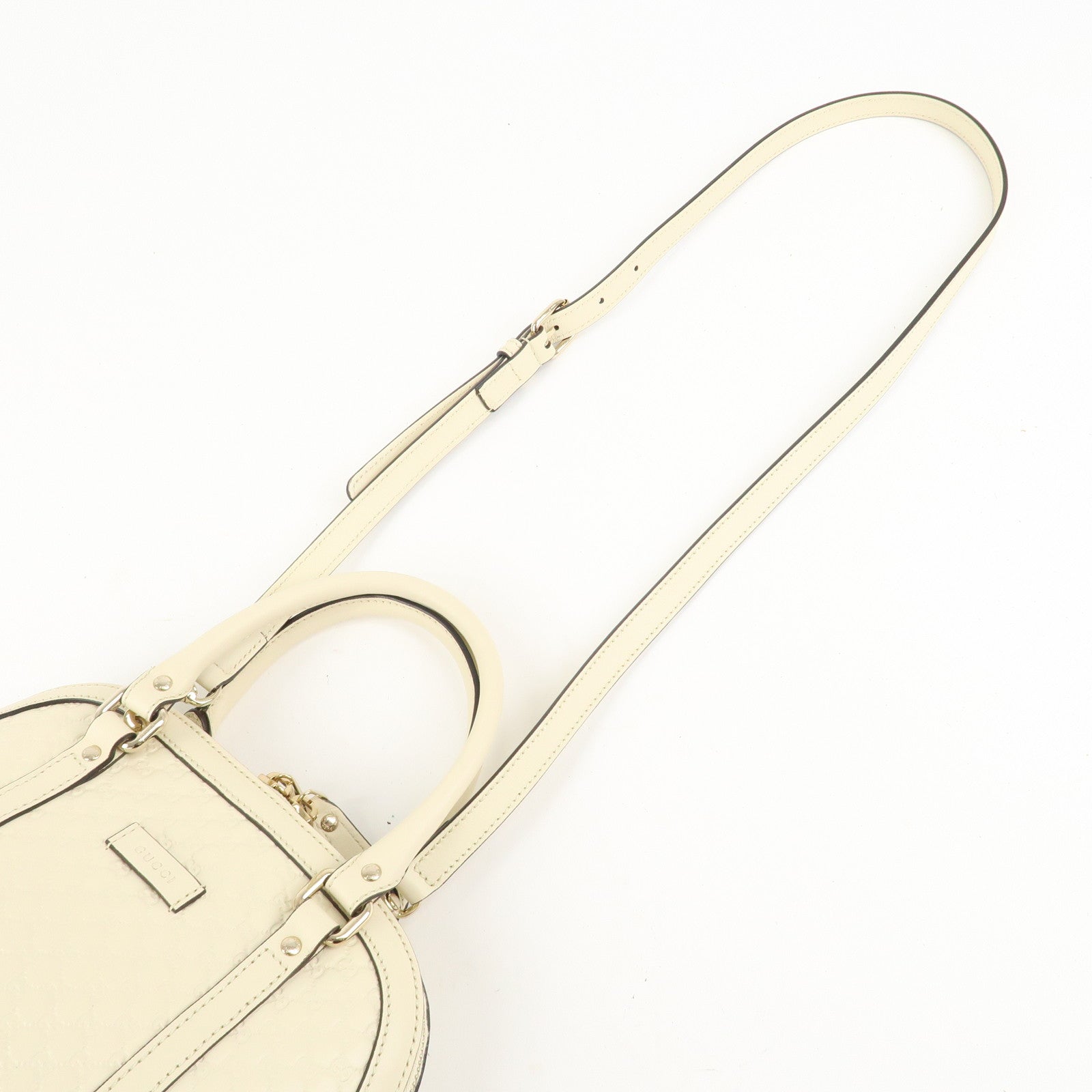 GUCCI Micro Guccissima Leather 2WAY Bag Hand Bag Ivory 449654