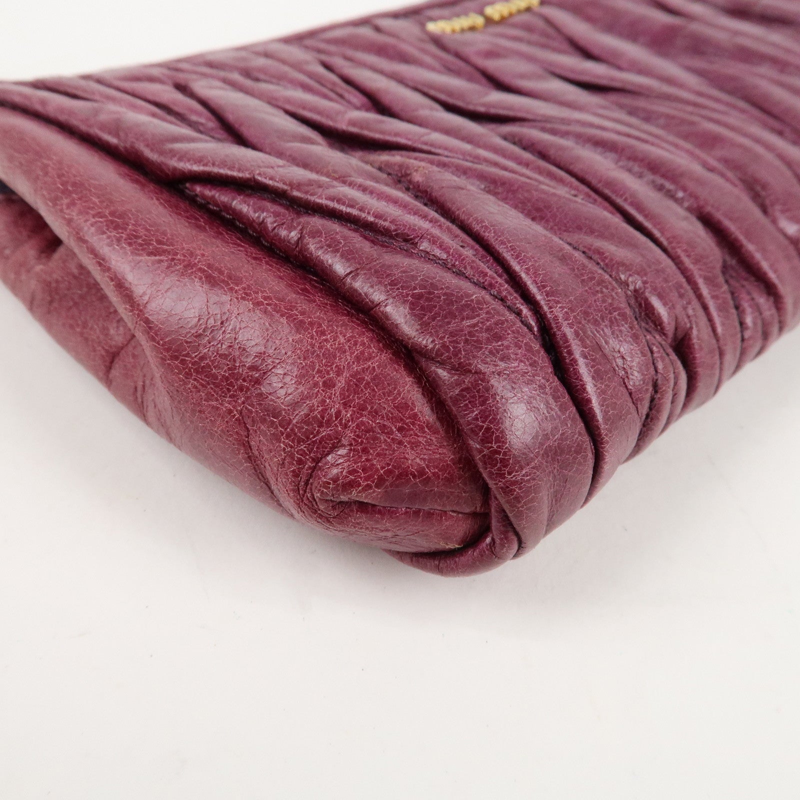 MIU MIU Matelasse Leather Pouch Clutch Bag Second Bag Purple Used