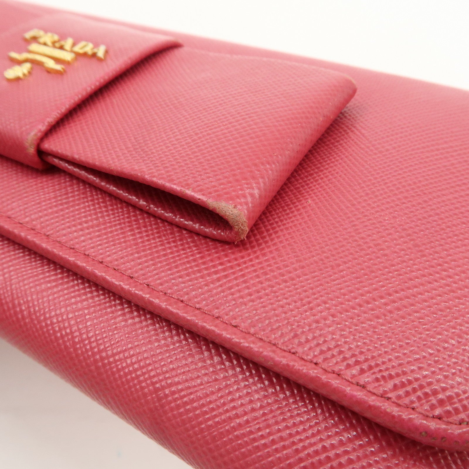 PRADA Saffiano Leather Set of 2 Long Wallet Pink 1MH132 1ML506 Used