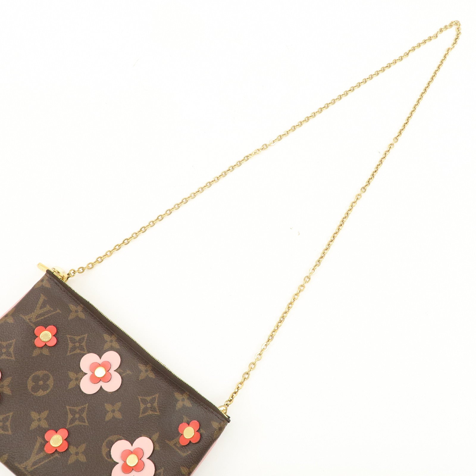 Louis Vuitton Monogram Pochette Double Zip Bag FLower M63905 Used