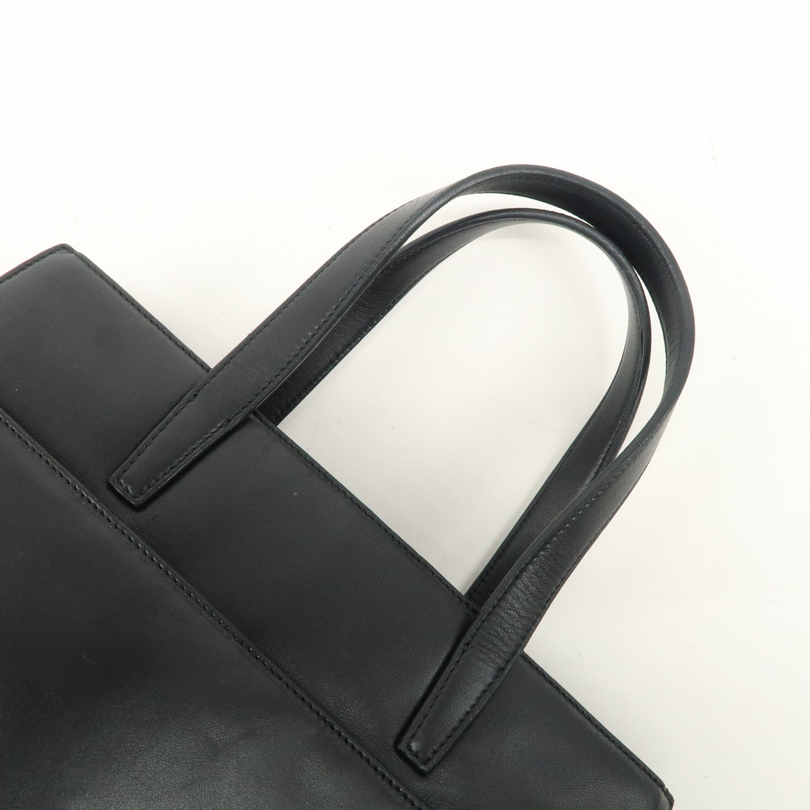 LOEWE Anagram Leather Tote Bag Hand Bag Shoulder Bag Black Used