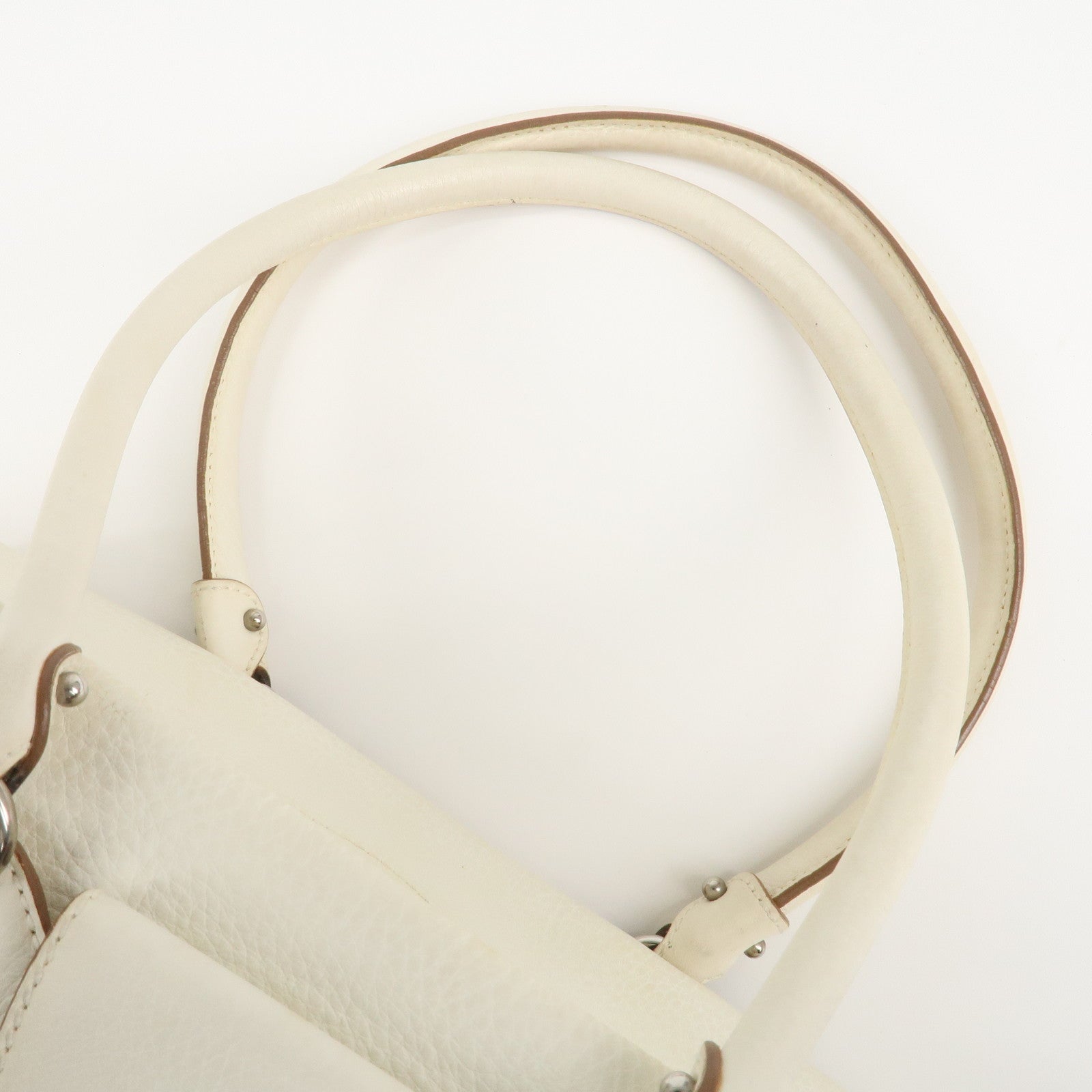 Ferragamo Gancini Leather Shoulder Bag Hand Bag White Used