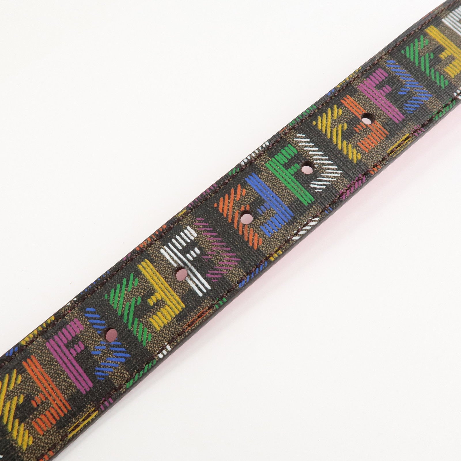 FENDI Zucchino PVC FF Logo Belt Multi Color Used