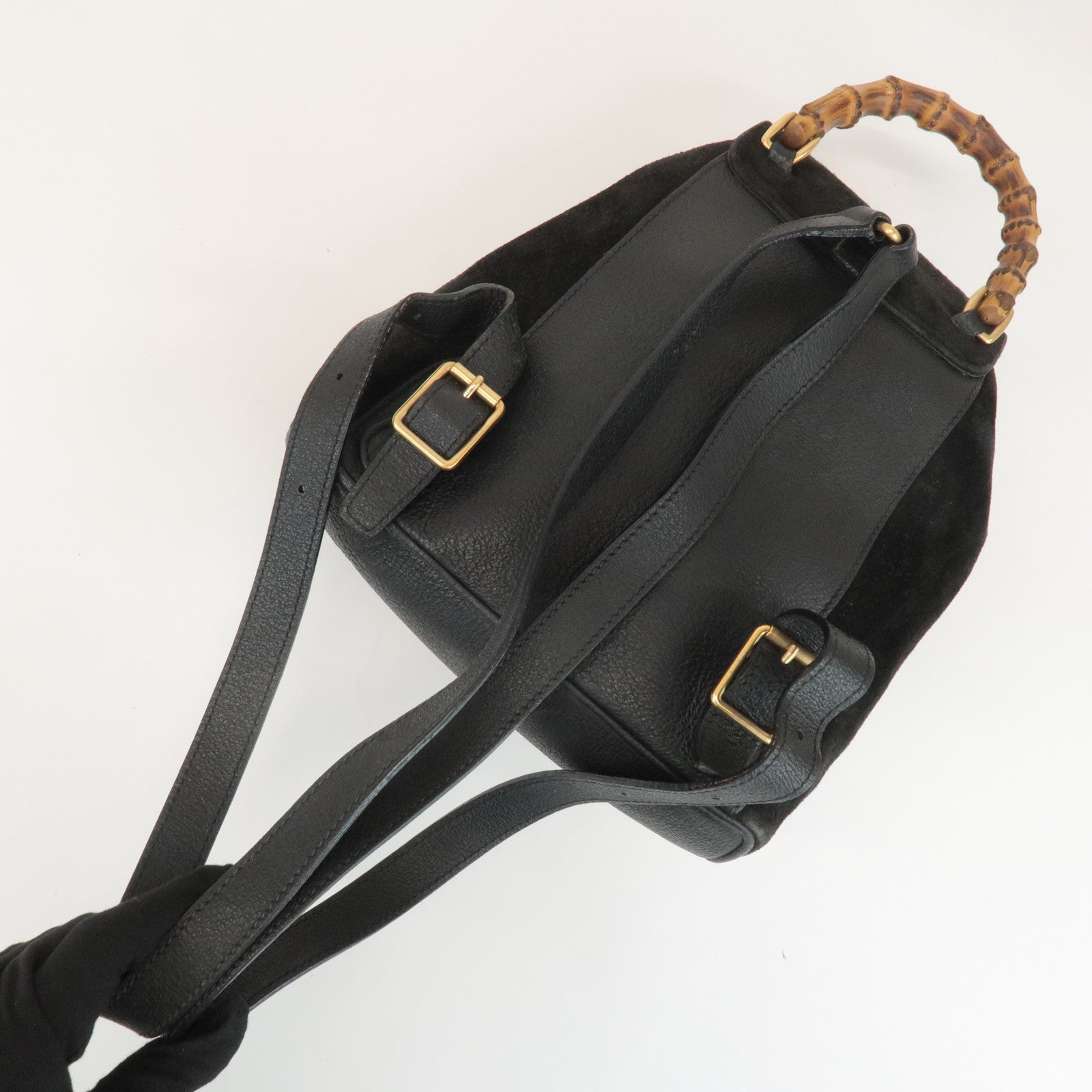 GUCCI Bamboo Suede Leather Mini Back Pack Black 00.2034.0030